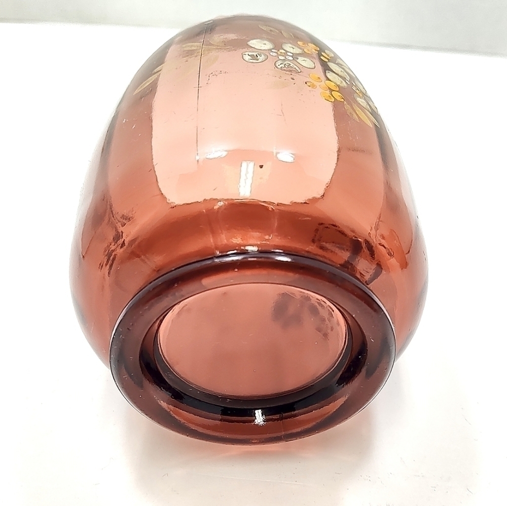 Vintage Amber Glass Serving Set – Hand-Painted Floral Butter Dish, Creamer & Cup - Picture 15 of 15